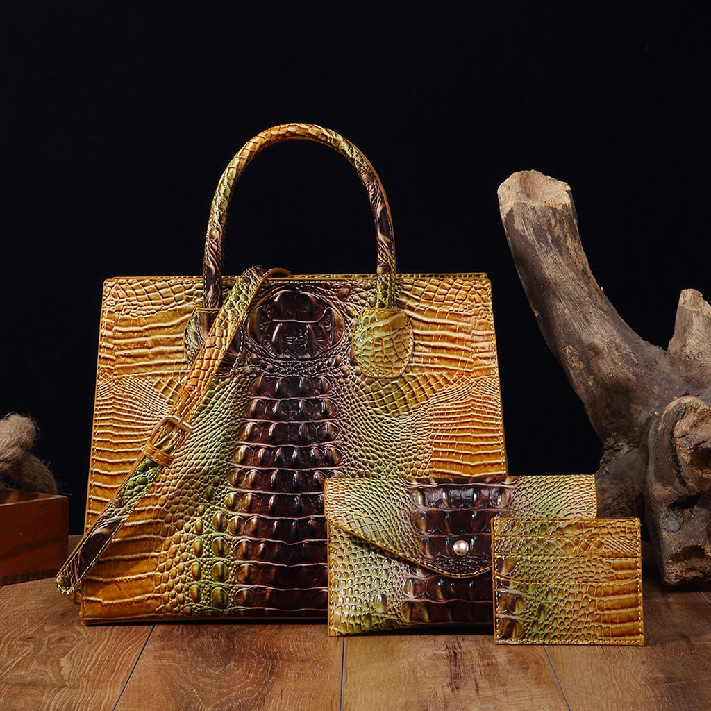 Crocodile Grain Design Tote Handbag