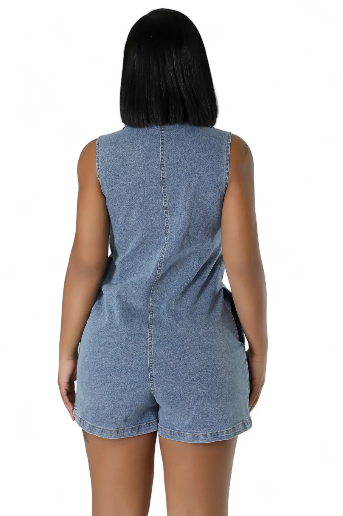 Denim Button Up Romper