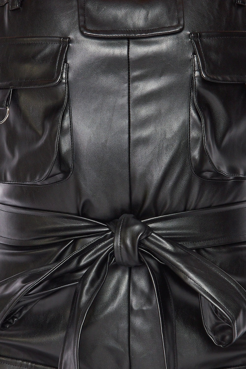 Vegan Leather Cargo Pocket Jogger Jumpsuit