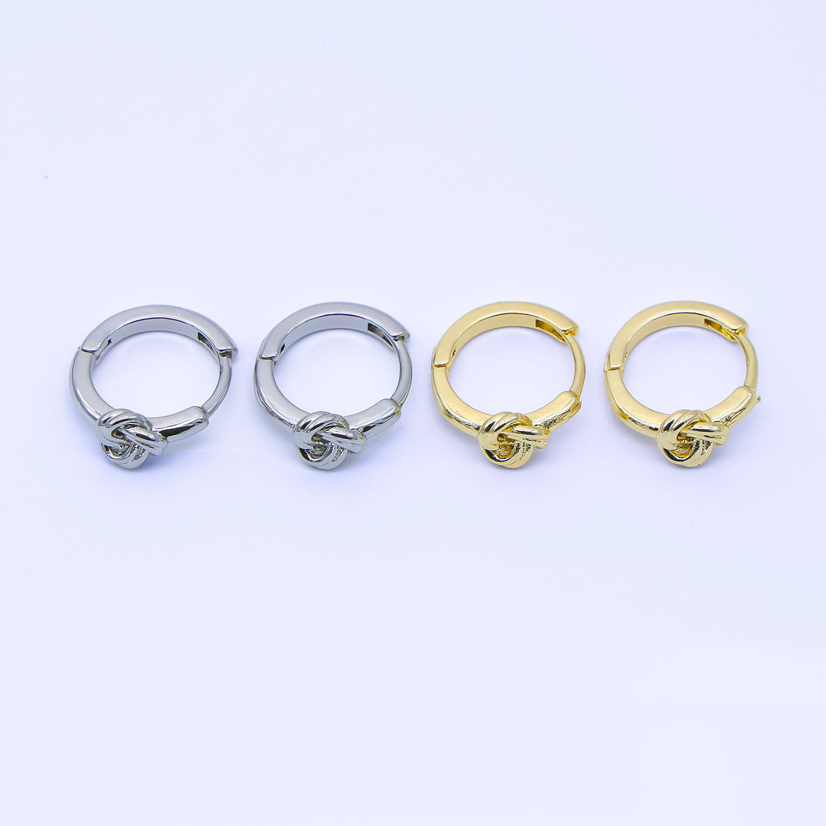 24K Gold Filled 12.5mm Geometric Knot Cartilage Huggie Earrings in Gold & Silver | AB1658 AB1659