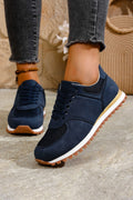 Faux Suede Mixed Patchwork Retro Jogger Sneakers