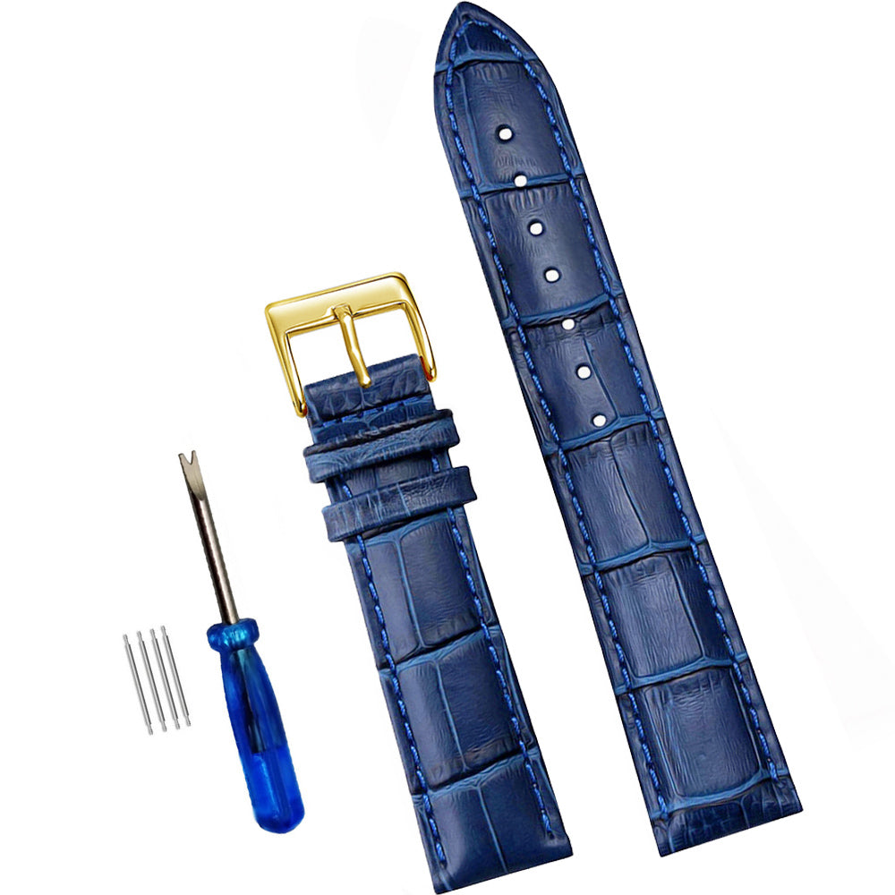 Cowhide Bamboo Watch Strap With Stainless Steel Pin Buckle