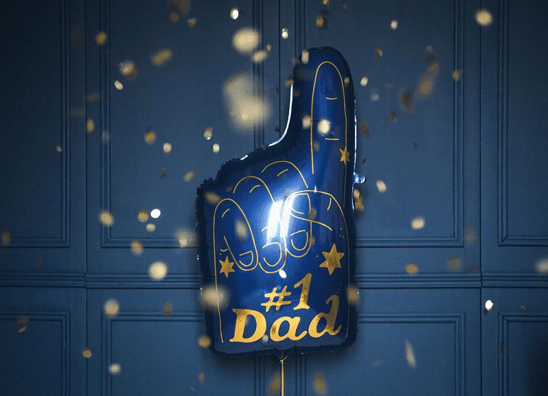 #1 Dad Balloon – Blue Foam Finger Style Foil Balloon