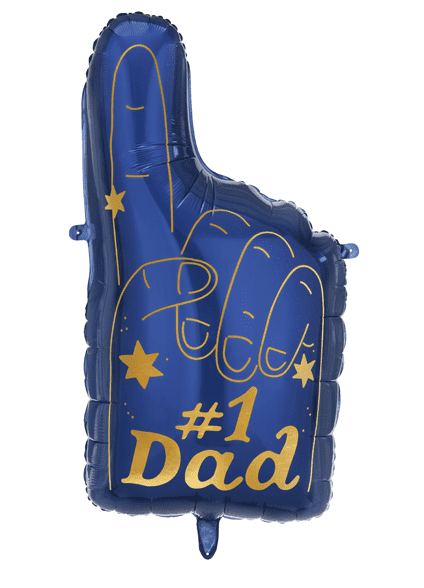 #1 Dad Balloon – Blue Foam Finger Style Foil Balloon