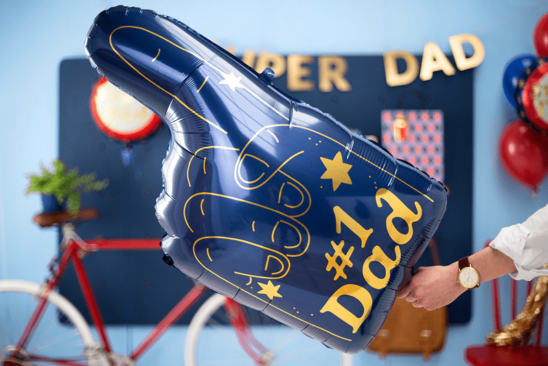 #1 Dad Balloon – Blue Foam Finger Style Foil Balloon