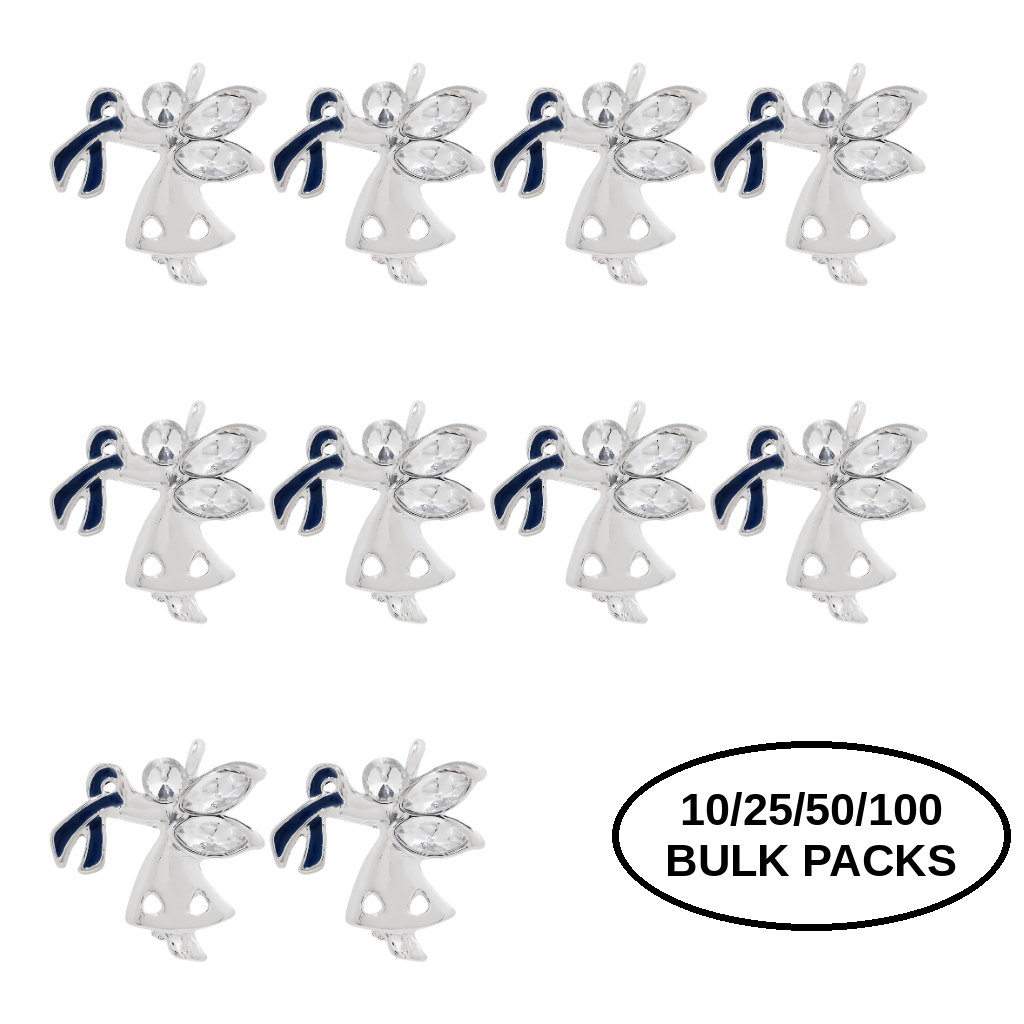 10/25/50/100 Angel By My Side Dark Blue Ribbon Pins