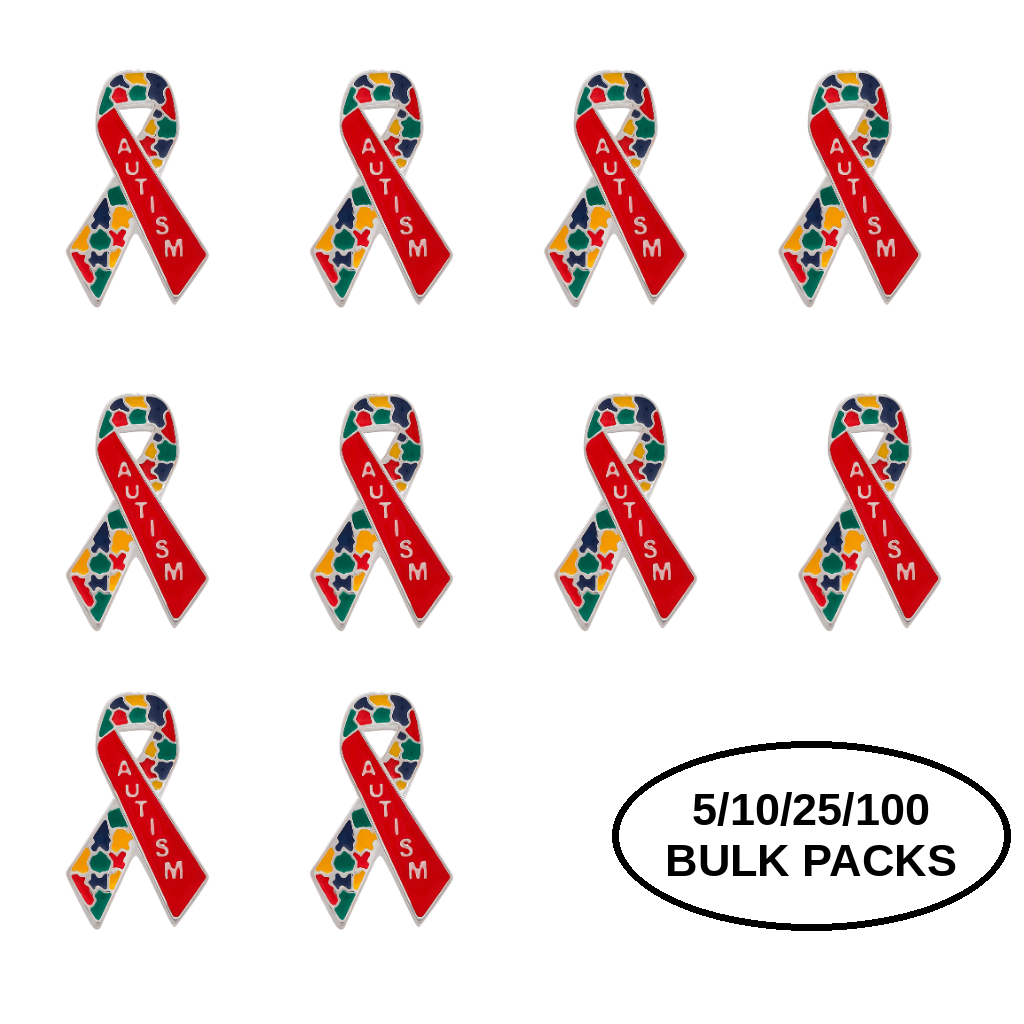 5/10/25/100 Pack Autism Awareness Ribbon Pins