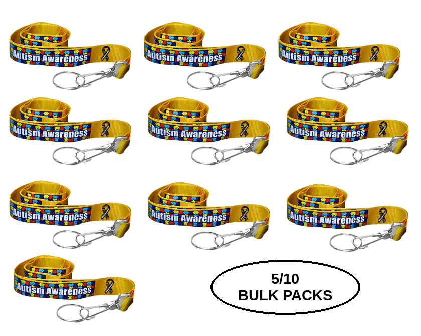 1/5/10/25 Autism Ribbon Awareness Lanyards