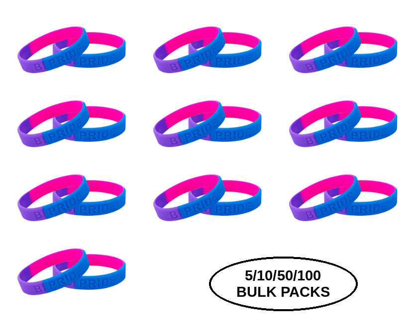 5/10/50/100 Bisexual Flag Colored Silicone Bracelets