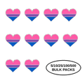 5/10/25/100 Bisexual Flag Heart Pins