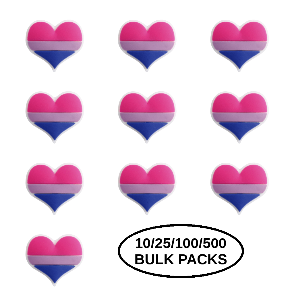 10/21/100/500 Bisexual Flag Heart Silicone Pins