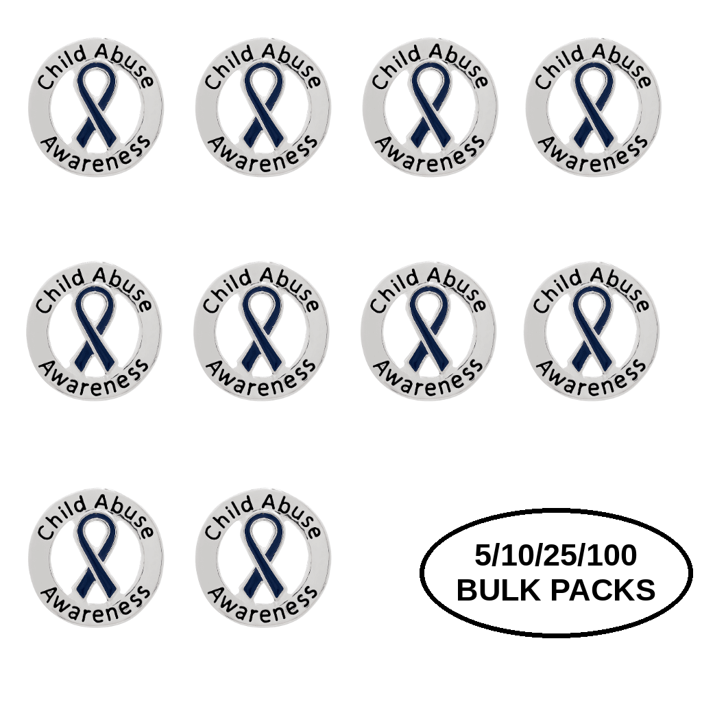 5/10/25/100 Pack Child Abuse Awareness Ribbon Pins
