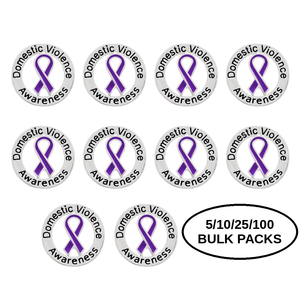 5/10/25/100 Pack Circle Domestic Violence Awareness Ribbon Pins