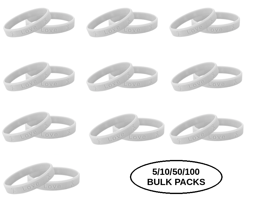 5/10/50/100 Gray Silicone Bracelets