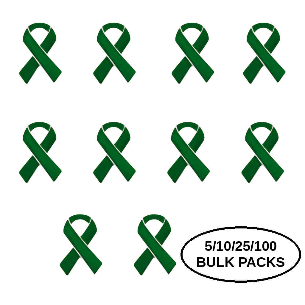 5/10/25/100 Pack Green Ribbon Awareness Pins