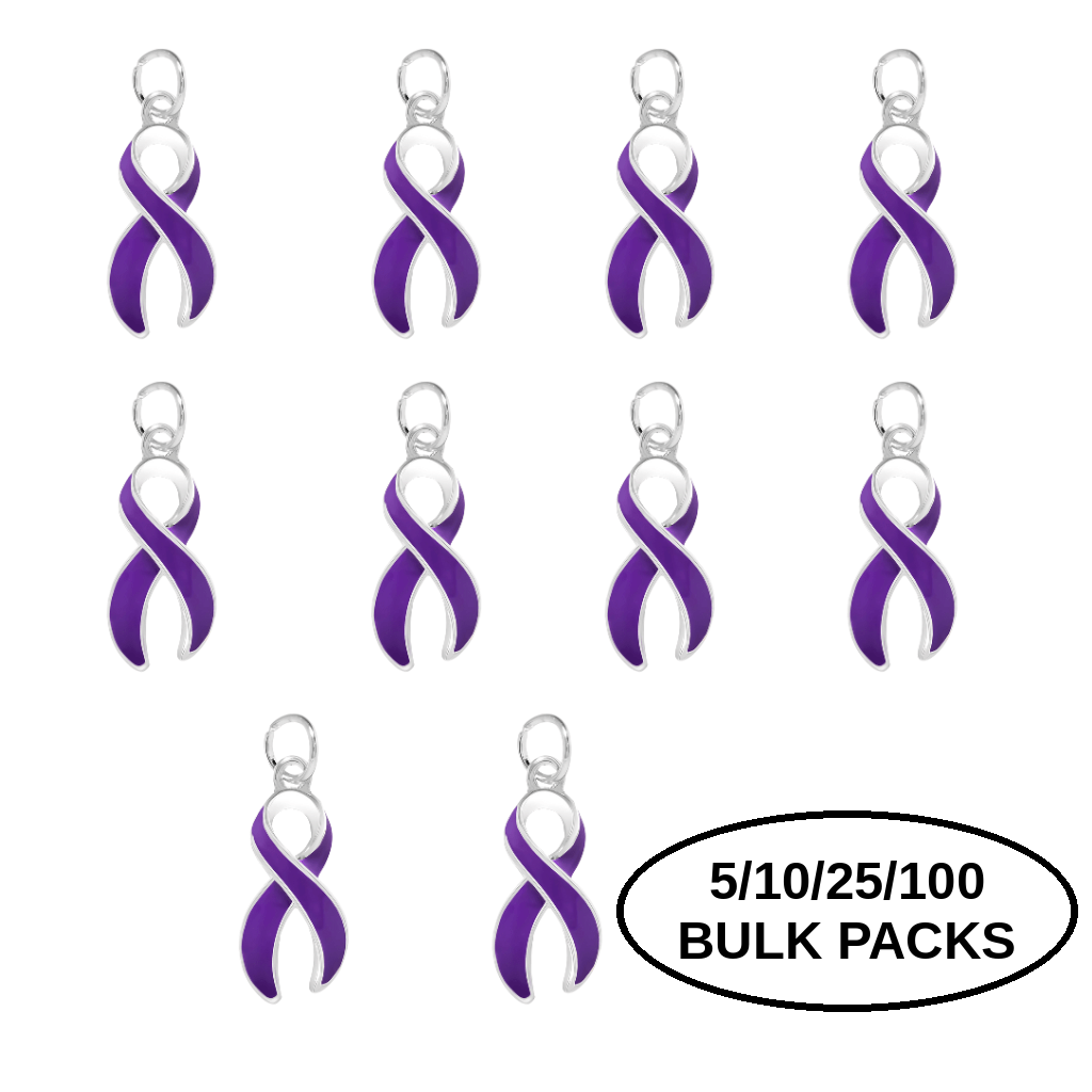 5/10/25/100 Large Purple Ribbon Charms