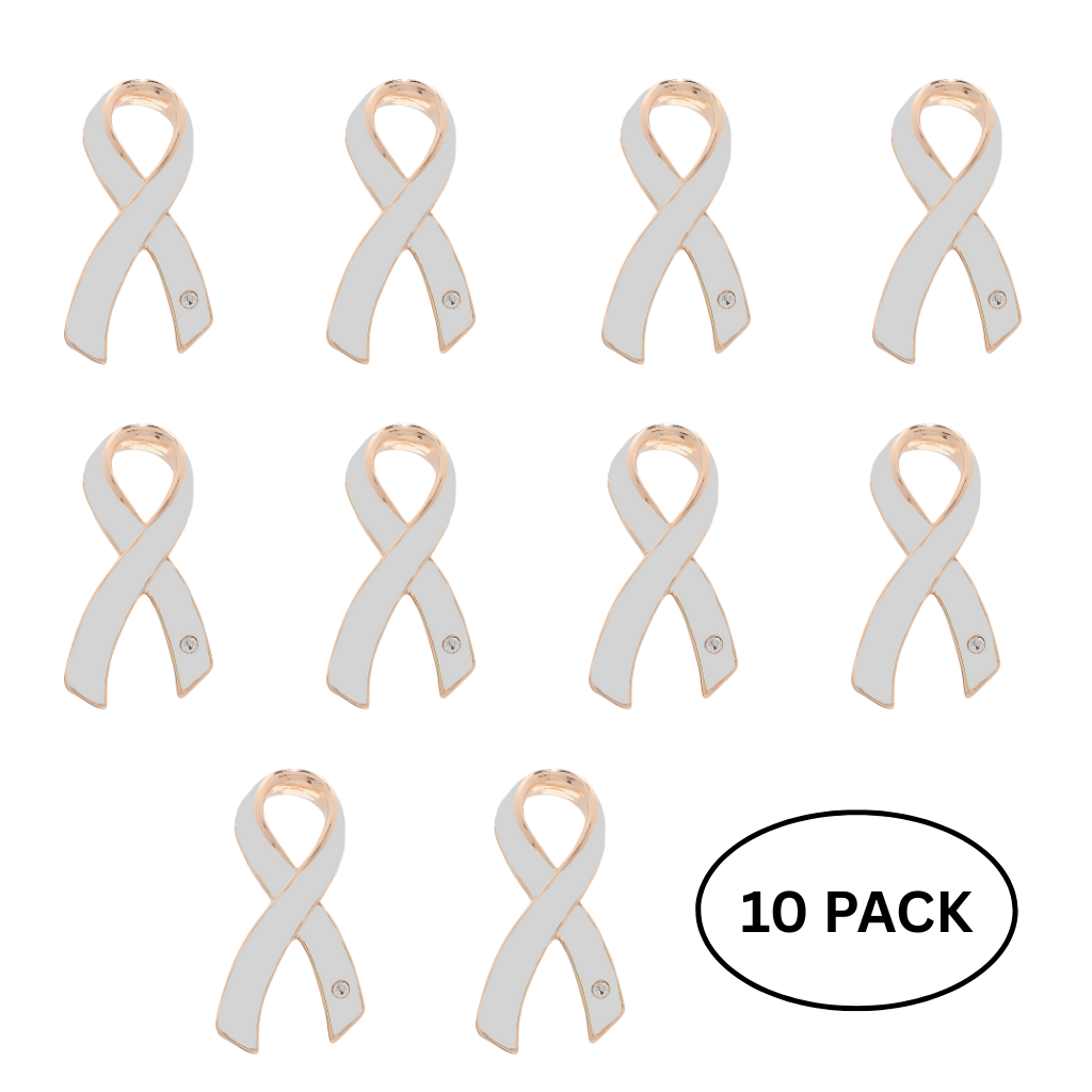 5/10/25/100 Bulk Large White Ribbon Awareness Pins