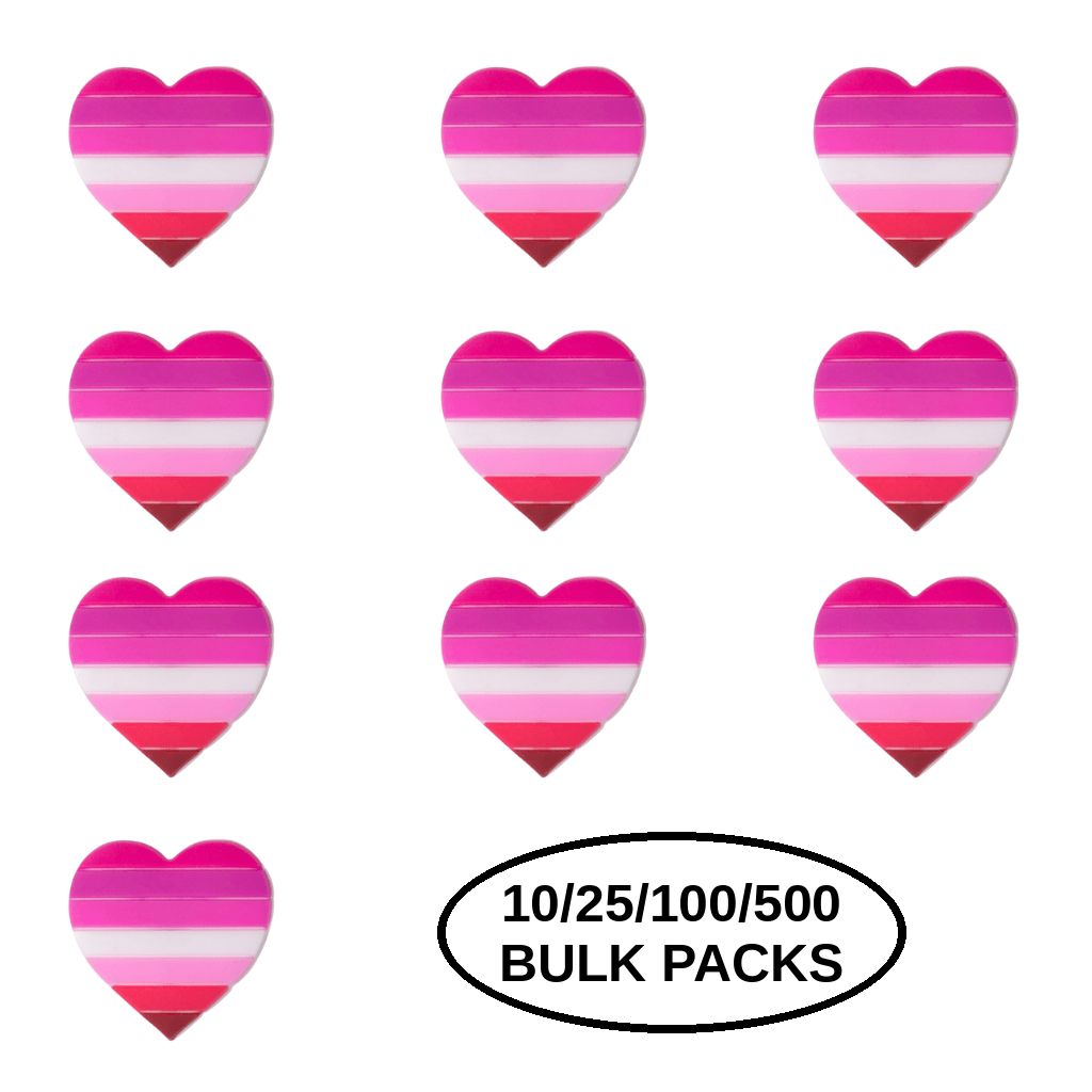 10/21/100/500 Lesbian Flag Heart Silicone Pins