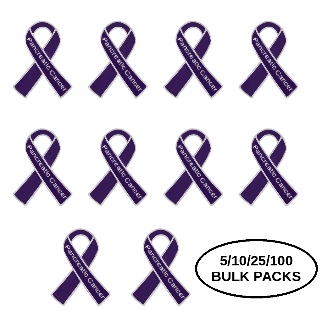 5/10/25/100 Pack Pancreatic Cancer Awareness Ribbon Pins