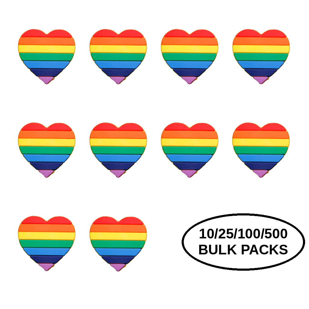 10/21/100/500 Rainbow Heart Silicone Pins