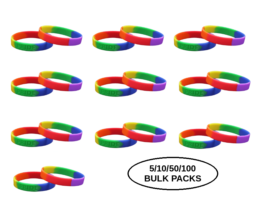 5/10/50/100 Rainbow PRIDE Silicone Bracelets