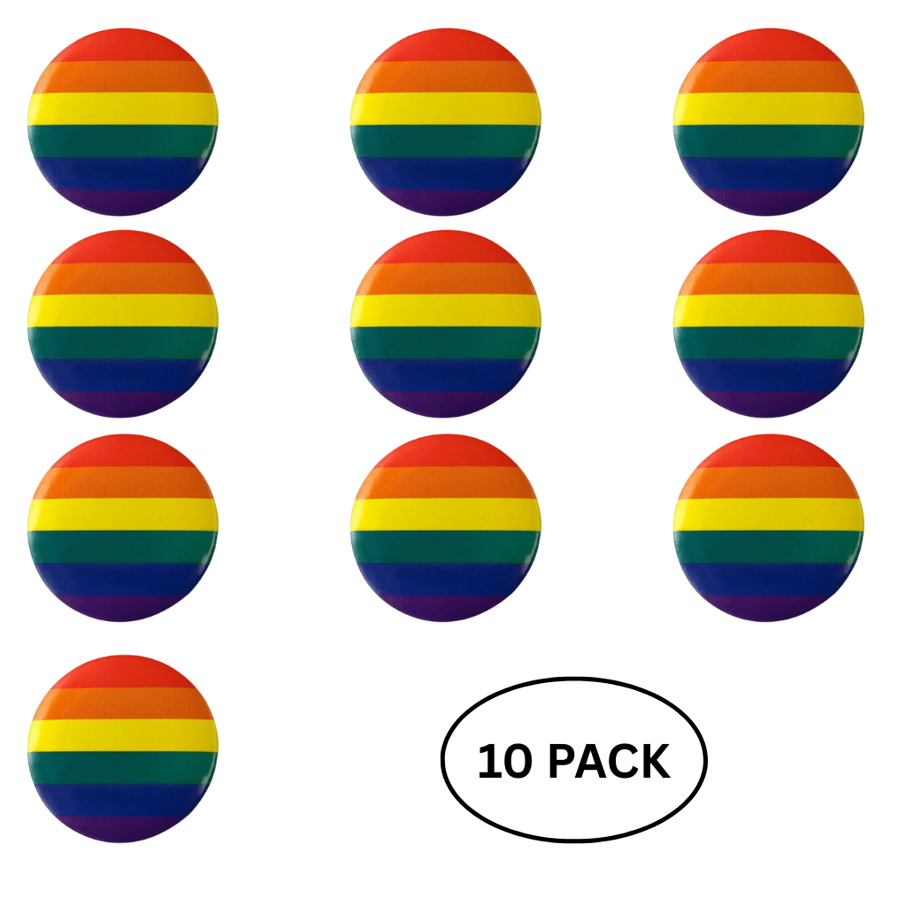 10/25/100/500 Bulk Rainbow Striped Button Pins