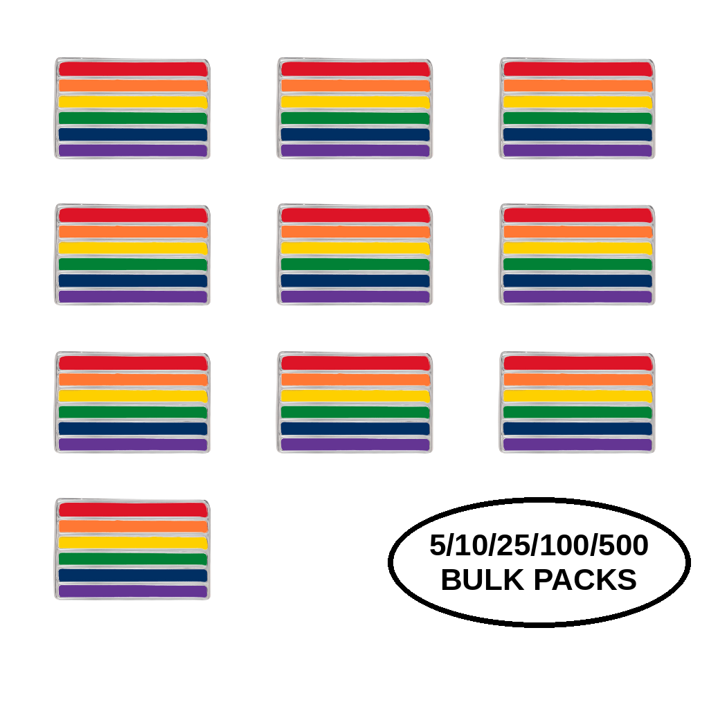 5/10/25/100 Rectangle Rainbow Flag Pins