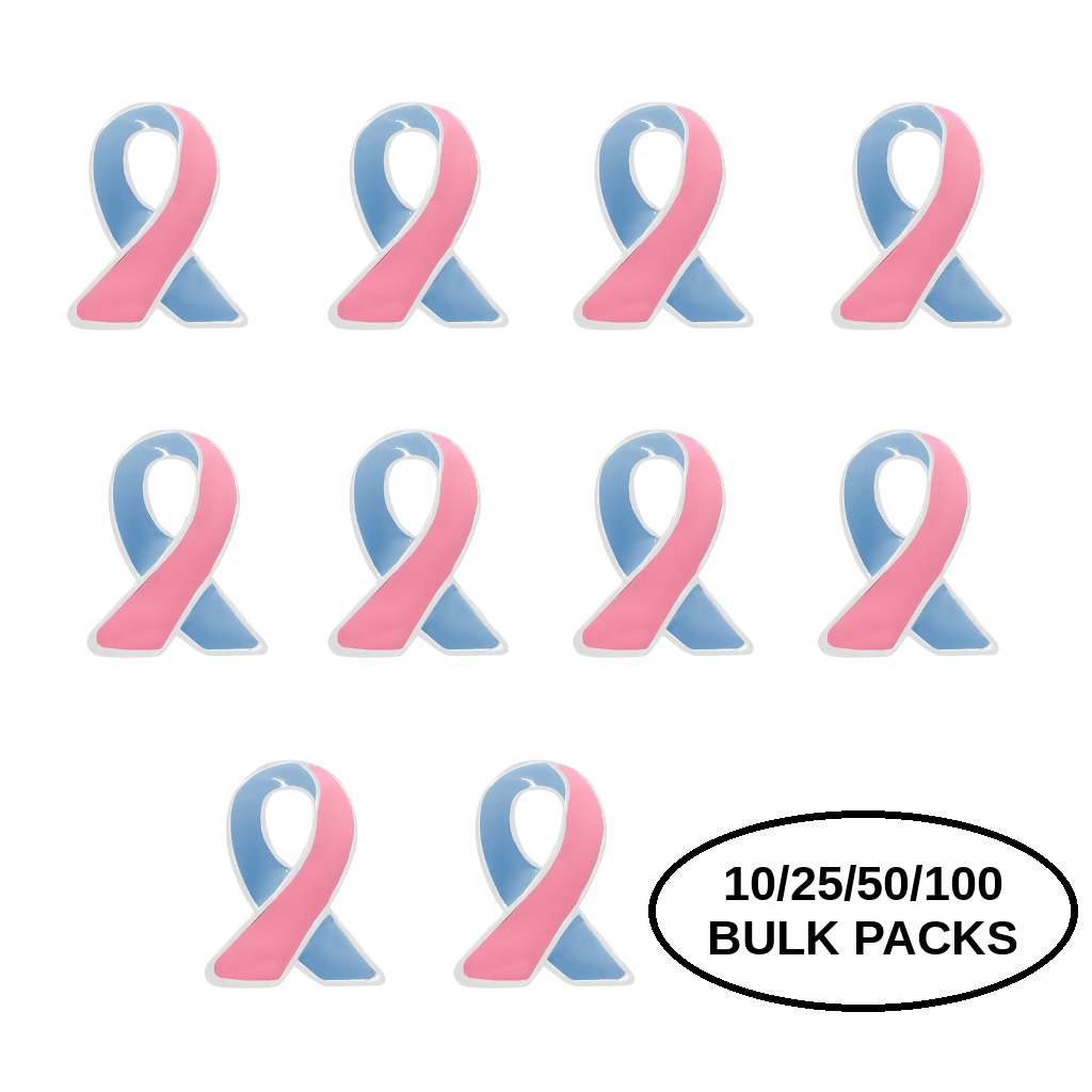 10/25/50/100 Small Pink & Blue Ribbon Lapel Pins