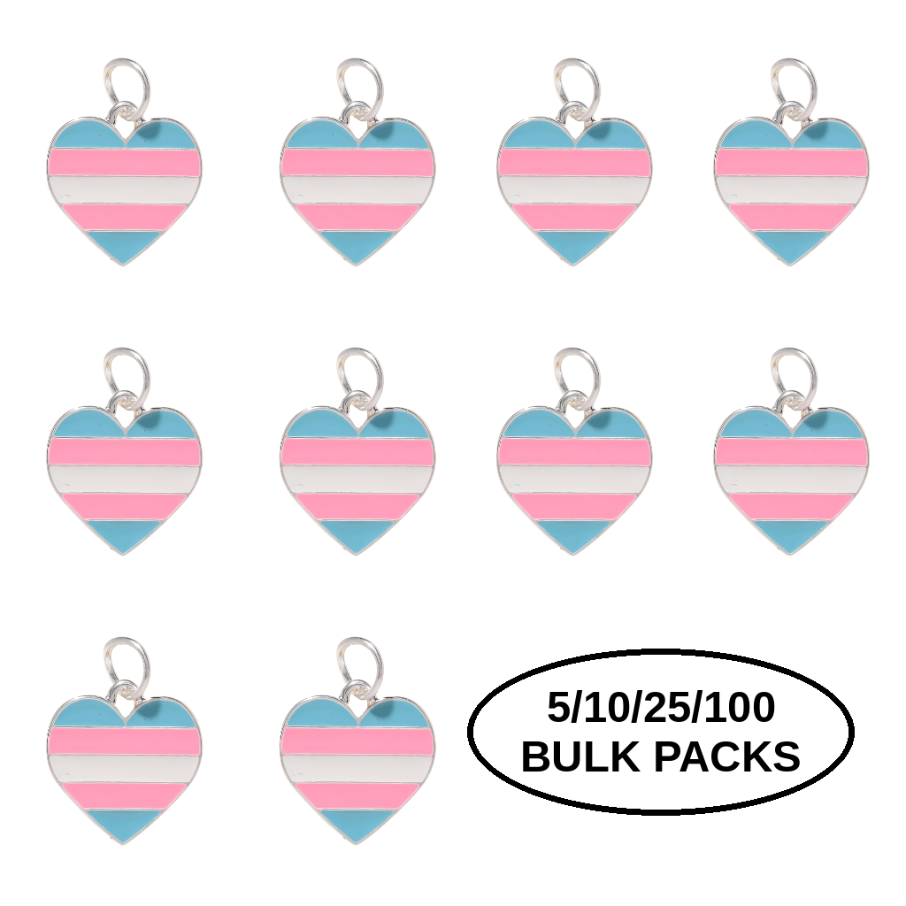 5/10/25/100 Transgender Heart Pride Charms