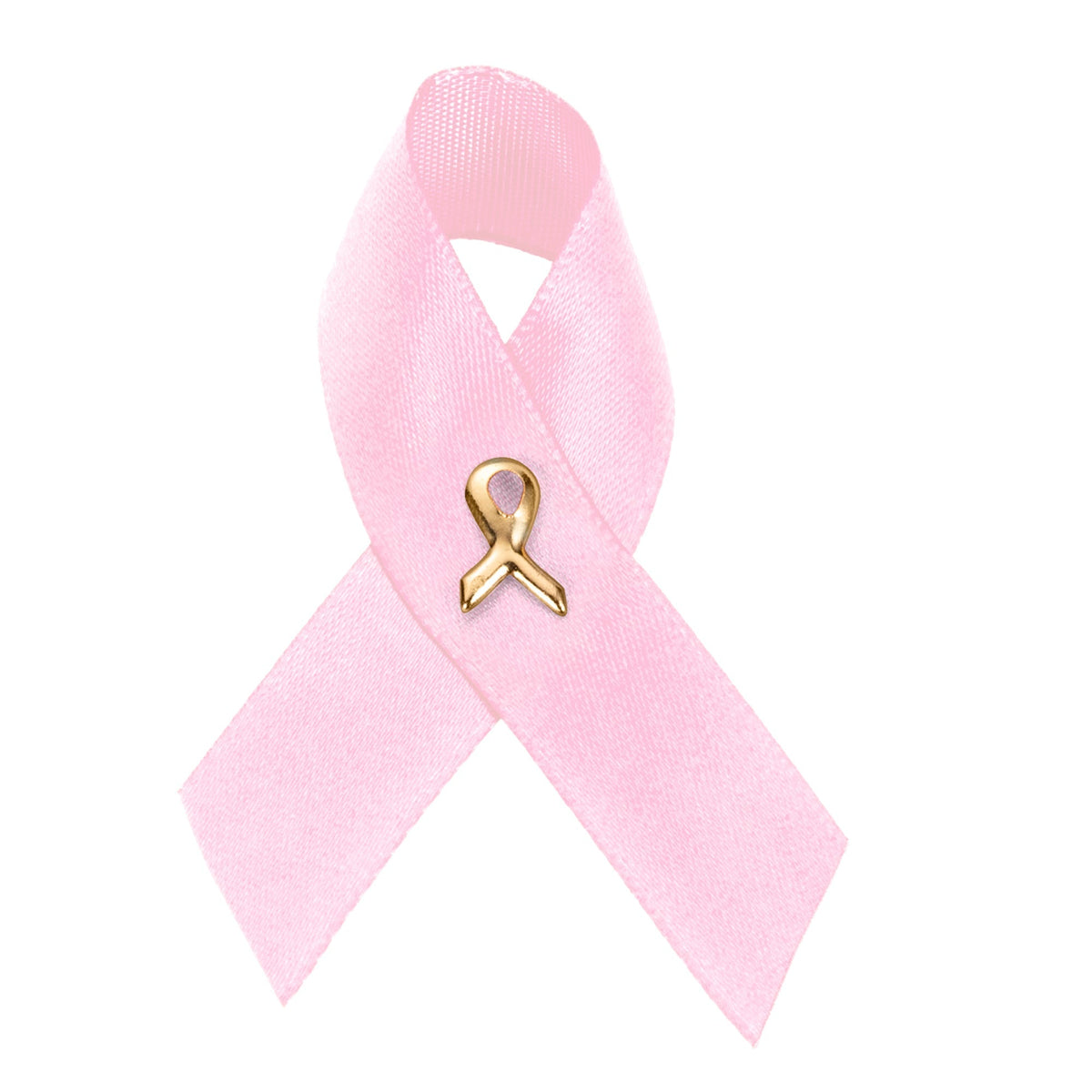 1/25/100/500 Pack Satin Pink Ribbon Breast Cancer Pins