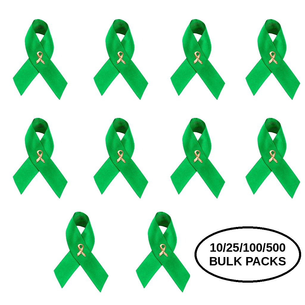 10/25/100/500 Pack Satin Green Ribbon Pins