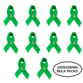 10/25/100/500 Pack Satin Green Ribbon Pins