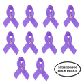 10/25/100/500 Pack Satin Purple Ribbon Awareness Pins