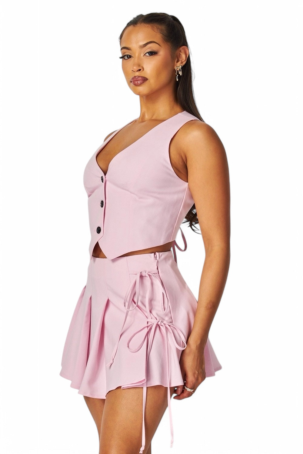 Serene Crop Top Tuxedo Top & Skort Set