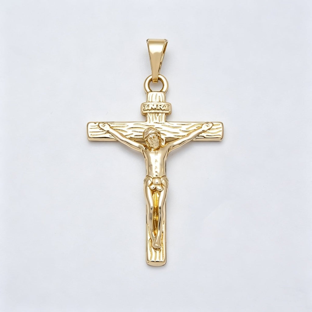 14K Gold Filled 28mm Minimalist Crucifix Cross Religious Pendant | Charms-00521