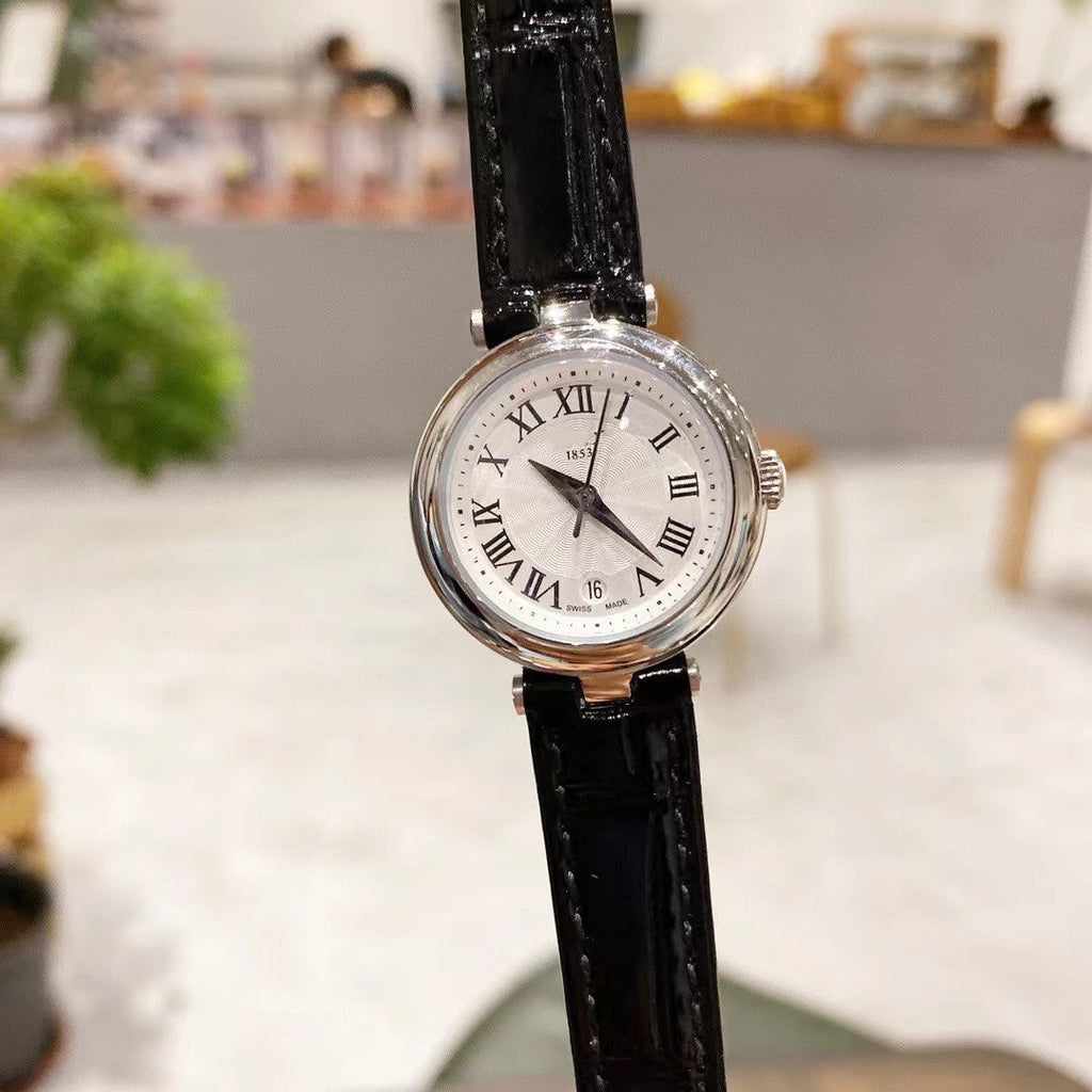 Quartz Steel Band Small Dial Roman Leather Watch