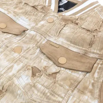 Positano Ripped Overlay Jacket - Khaki
