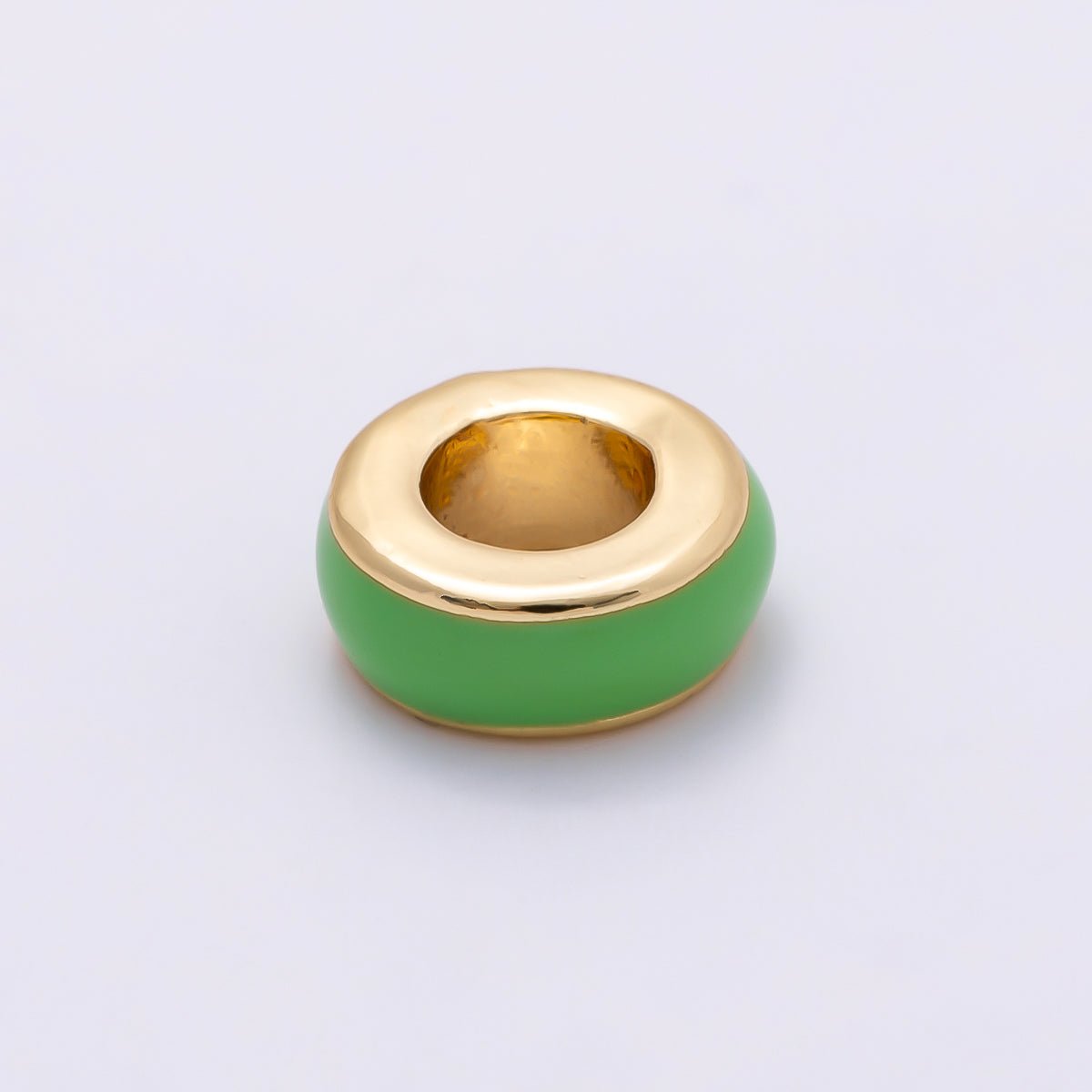 16K Gold Filled 10mm Colorful Enamel Round Flat Rondelle Spacer Beads | Beads-00313 ~ Beads-00323