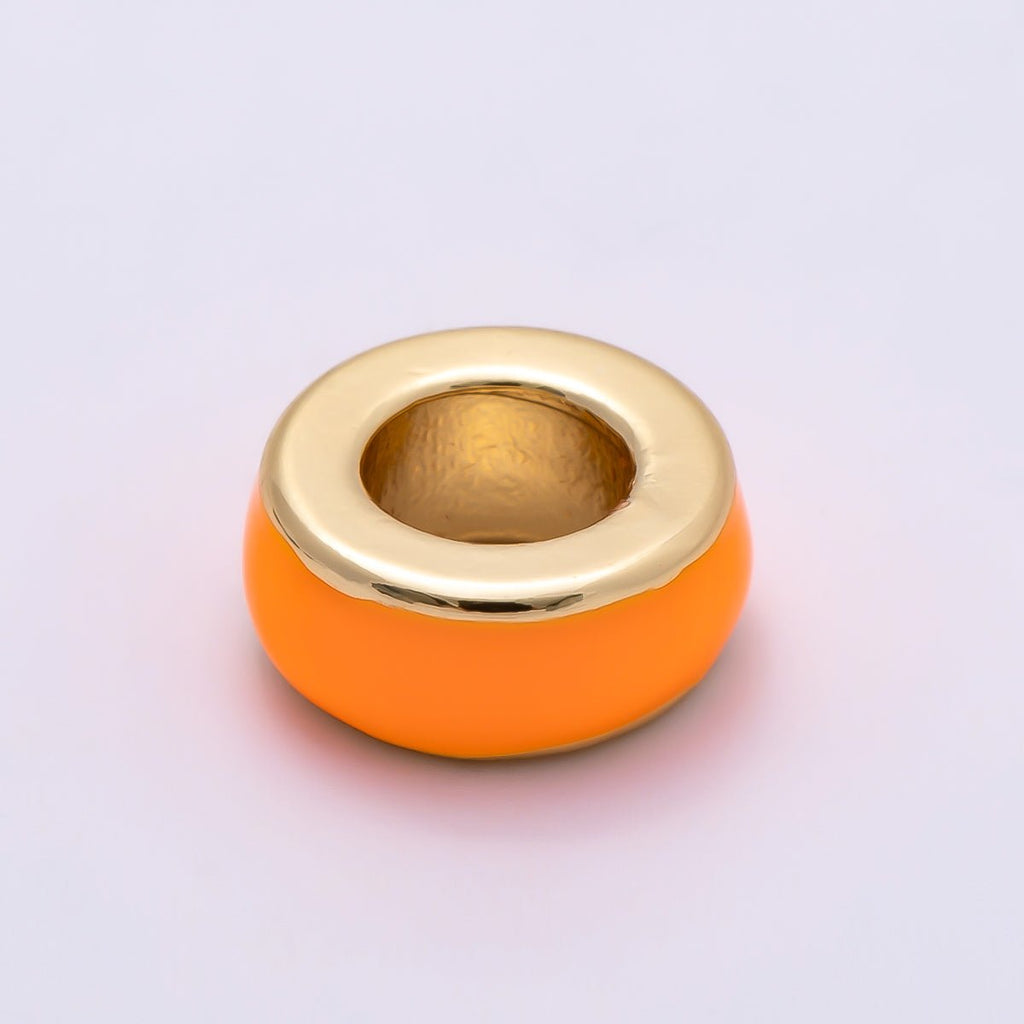 16K Gold Filled 10mm Colorful Enamel Round Flat Rondelle Spacer Beads | Beads-00313 ~ Beads-00323