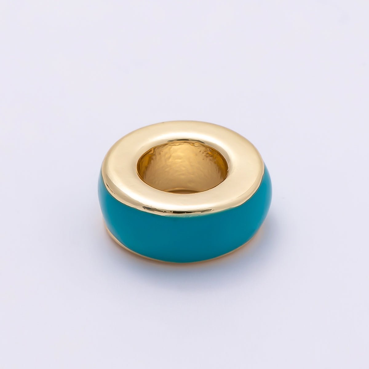 16K Gold Filled 10mm Colorful Enamel Round Flat Rondelle Spacer Beads | Beads-00313 ~ Beads-00323