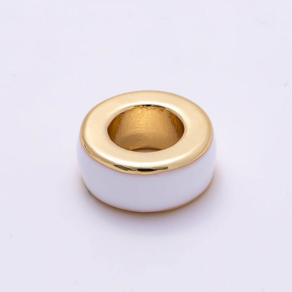 16K Gold Filled 10mm Colorful Enamel Round Flat Rondelle Spacer Beads | Beads-00313 ~ Beads-00323
