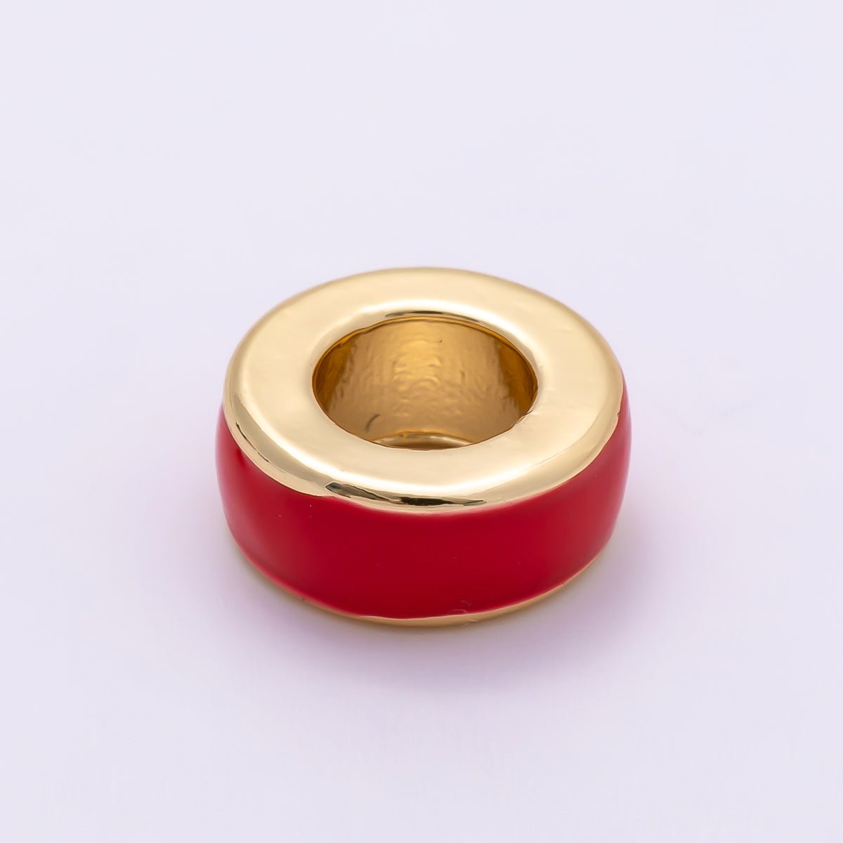16K Gold Filled 10mm Colorful Enamel Round Flat Rondelle Spacer Beads | Beads-00313 ~ Beads-00323