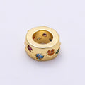 16K Gold Filled 10mm Multicolor CZ Irregular Dotted Rondelle Bead | Beads-00489