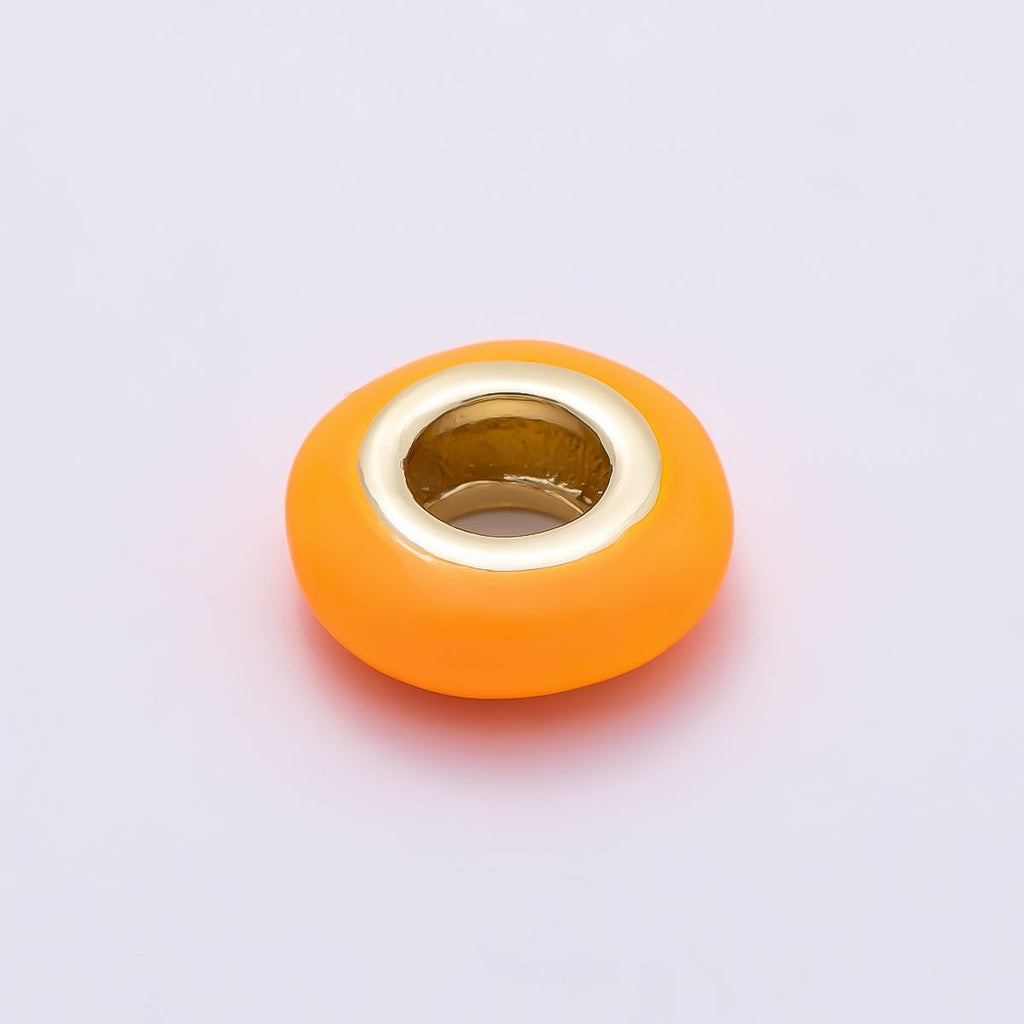 16K Gold Filled 10mm Personalized Birth Month Enamel Rondelle Bead | Beads-00466 ~ Beads-00477