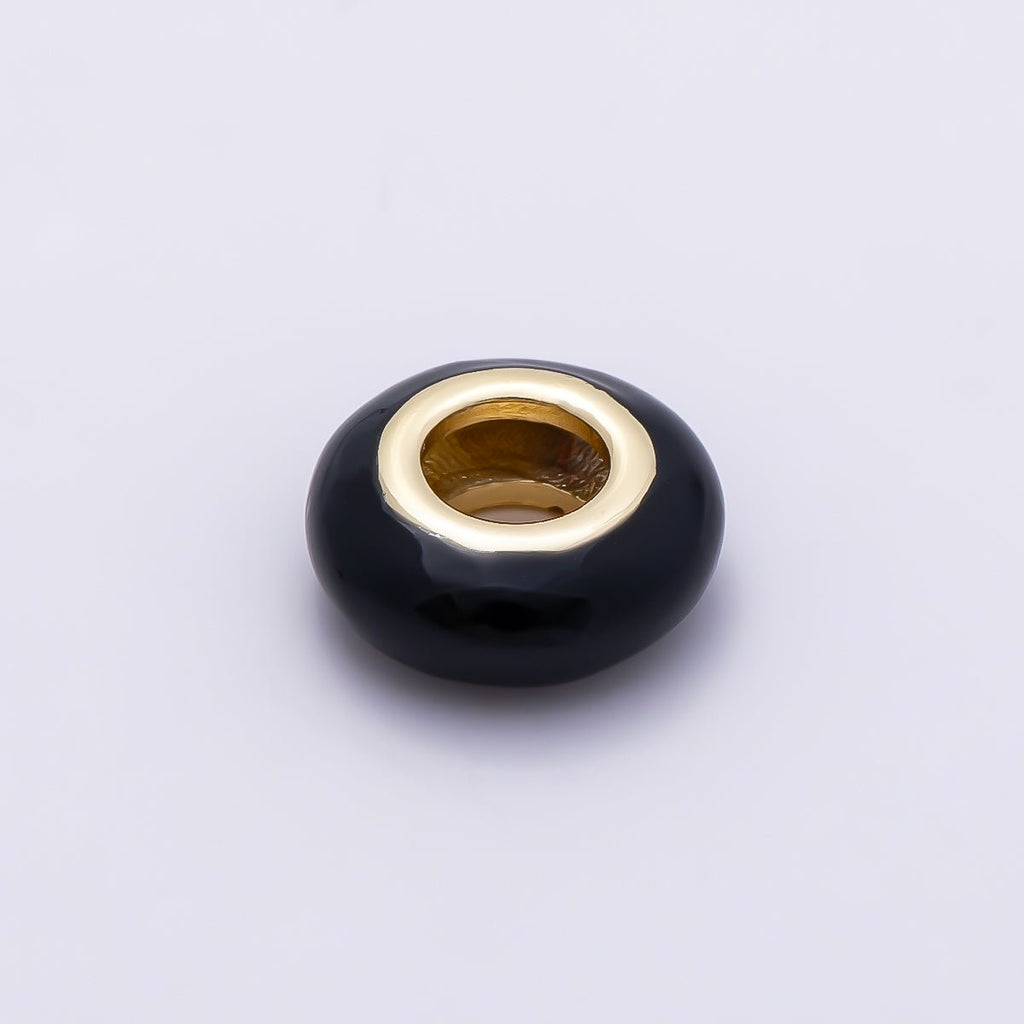 16K Gold Filled 10mm Personalized Birth Month Enamel Rondelle Bead | Beads-00466 ~ Beads-00477