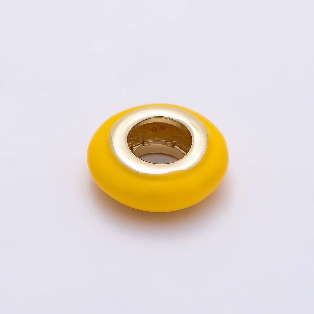 16K Gold Filled 10mm Personalized Birth Month Enamel Rondelle Bead | Beads-00466 ~ Beads-00477