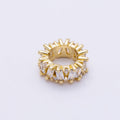 16K Gold Filled 11mm Clear Round Baguette CZ Rondelle Bead | Beads-00481