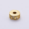 16K Gold Filled 11mm Snap Clip Open Micro Paved CZ Celestial Sun Star Spacer Rondelle | Beads-00232