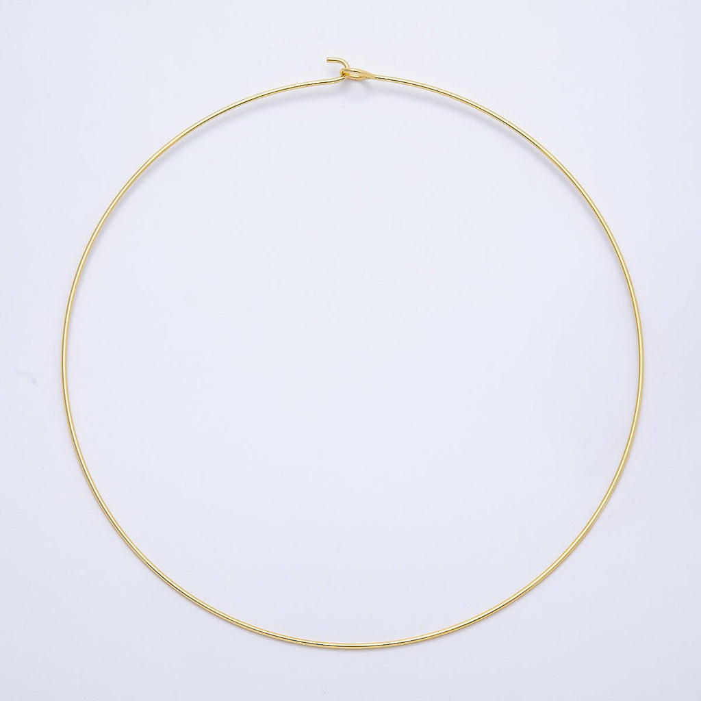 16K Gold Filled 1.2mm Minimalist Thin Torque Tube Floating Collar Necklace in Gold & Silver | WA-04444 WA-04445
