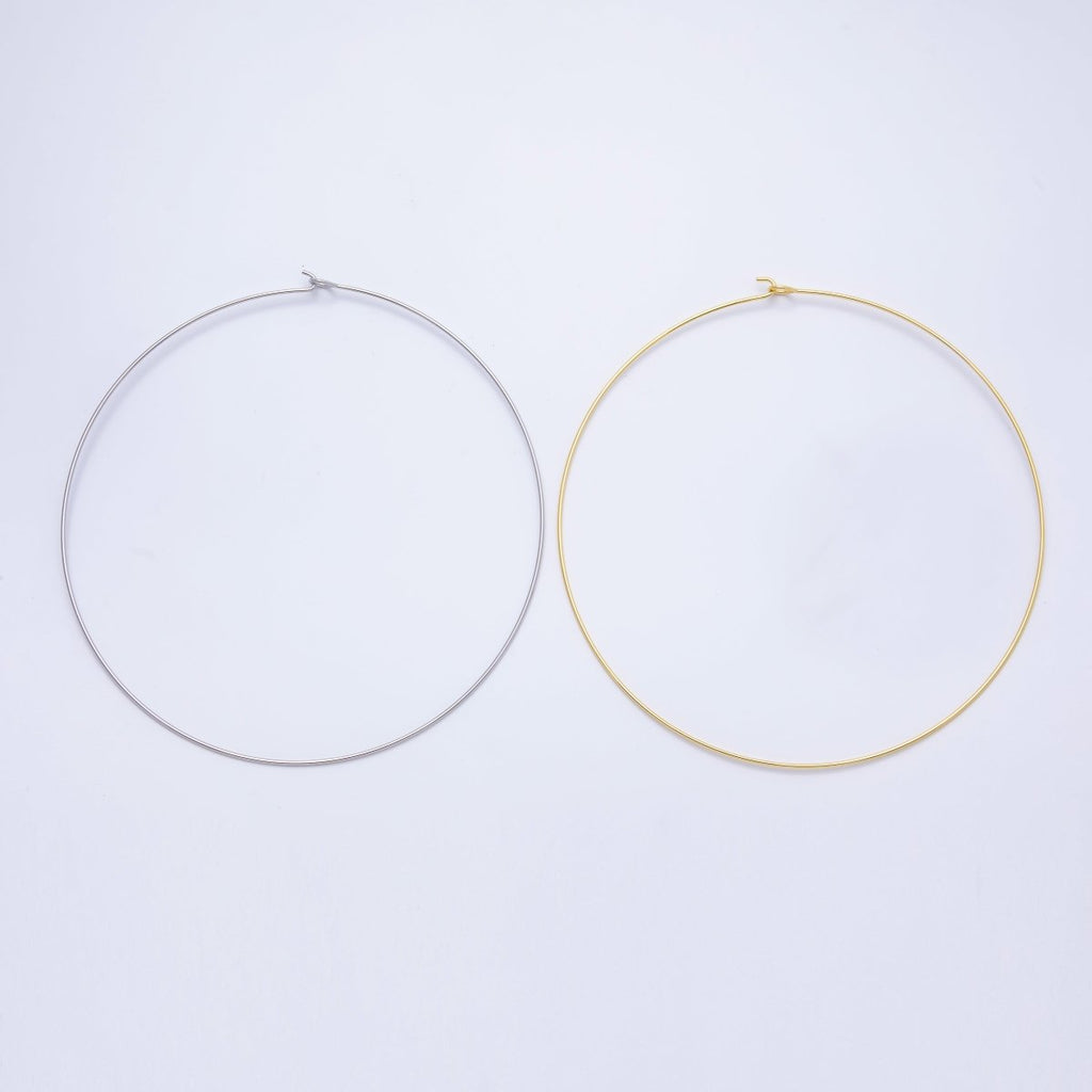 16K Gold Filled 1.2mm Minimalist Thin Torque Tube Floating Collar Necklace in Gold & Silver | WA-04444 WA-04445